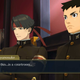 Image of Ryunosuke and Kazuma standing with folded arms with text "So this is a courtroom."